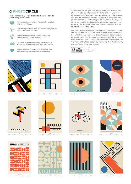 Bauhaus Style Wall Calendar 2026