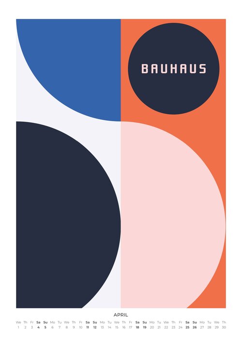 Bauhaus Style Wall Calendar 2026