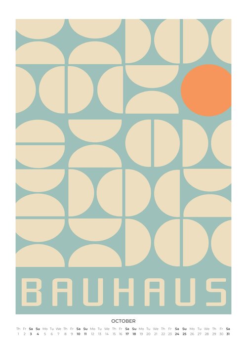 Bauhaus Style Wall Calendar 2026