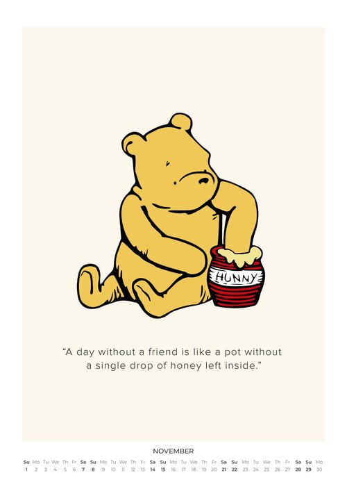 2026 Winnie the Pooh Quotes Calendar