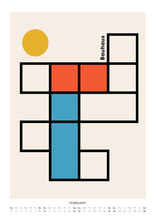 Bauhaus Style Wall Calendar 2026