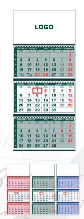 Koledar poslovni 3-delni 2025