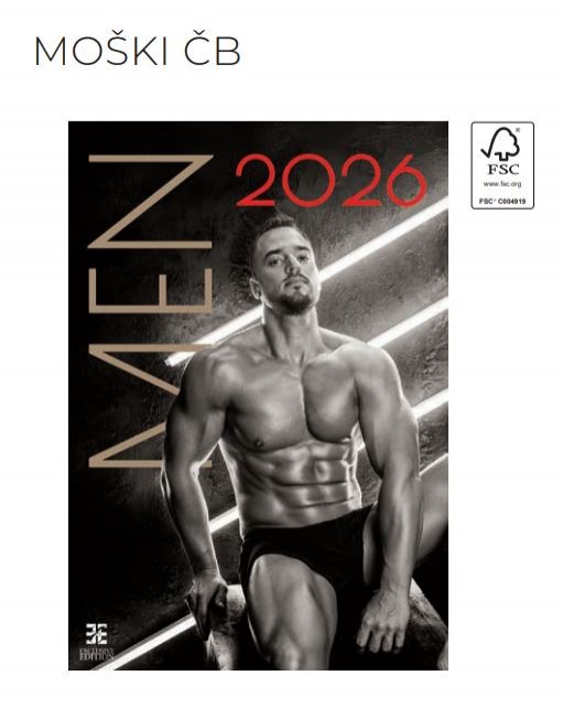 Koledar Moški črno bel 2026