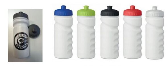 Bidon 500ml bel PE z barvnim pokrovom brez BPA