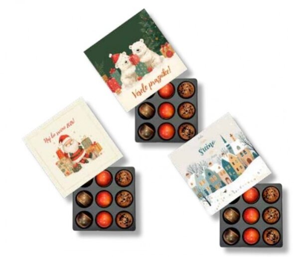 čokoladne praline 9 kos novoletni motivi