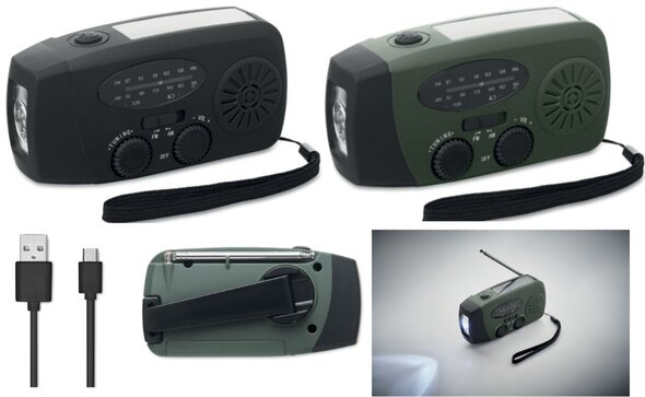 Radio LED svetilka dynamo solar