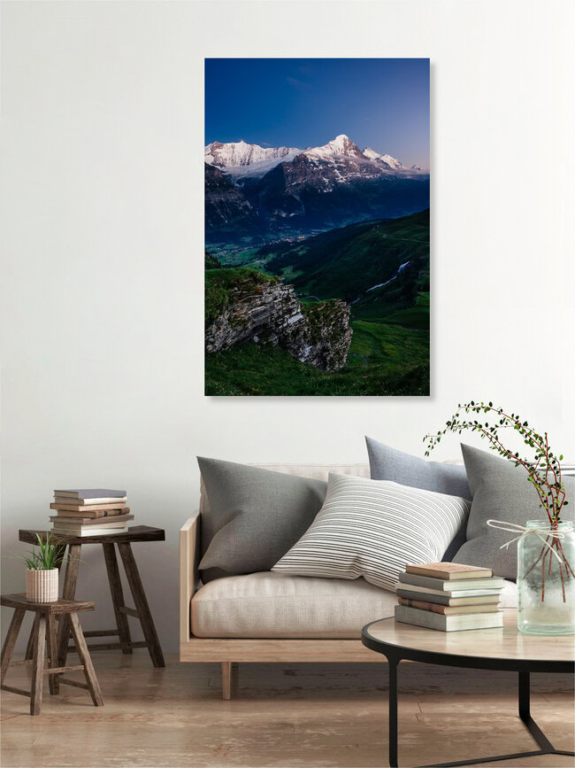 Eiger al atardecer, Suiza: arte mural de Peter Wey como póster o impresión sobre vidrio acrílico