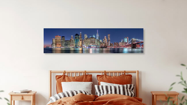 Panorama del horizonte de Nueva York, Estados Unidos: arte mural de Achim Thomae en formato póster o impresión sobre vidrio acrílico.