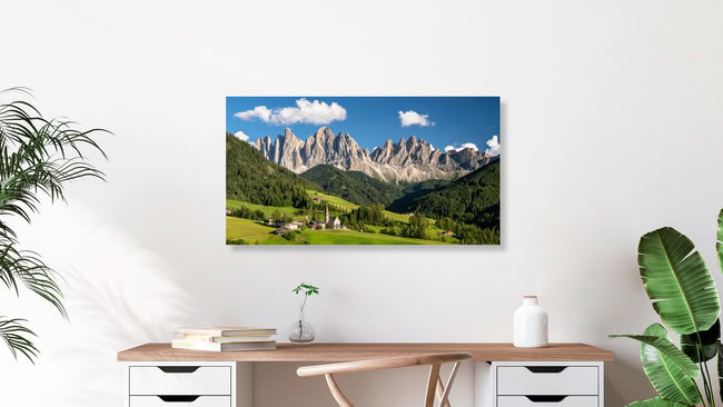 Verano en el Tirol del Sur, Italia: arte mural de Achim Thomae en formato póster o impresión sobre vidrio acrílico.
