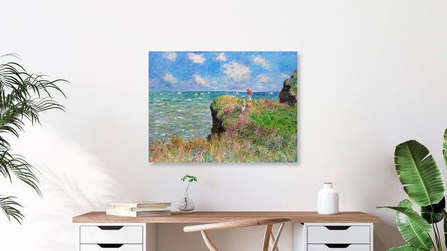 «Claude Monet: Paseo por el acantilado de Pourville» – Arte mural de Art Classics en formato póster o impresión sobre vidrio acrílico