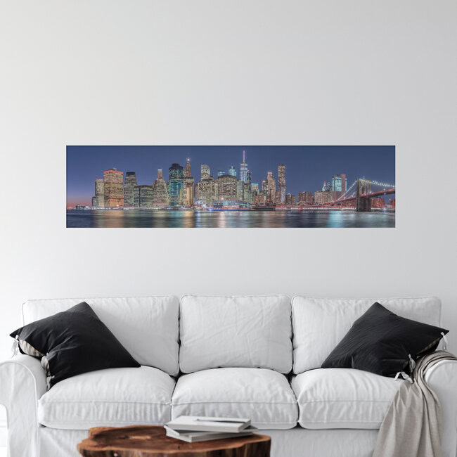 Panorama del horizonte de Nueva York, Estados Unidos: arte mural de Achim Thomae en formato póster o impresión sobre vidrio acrílico.