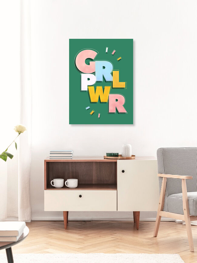 « GIRL POWER - vert » – Art mural d'Ania Więcław, affiche ou impression sur verre acrylique