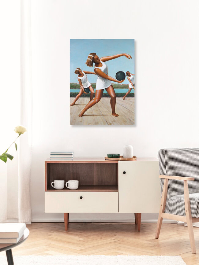 Femmes en exercice, Autriche – œuvre d'art de Sarah Morrissette, affiche ou impression sur verre acrylique