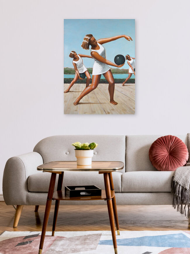 Femmes en exercice, Autriche – œuvre d'art de Sarah Morrissette, affiche ou impression sur verre acrylique
