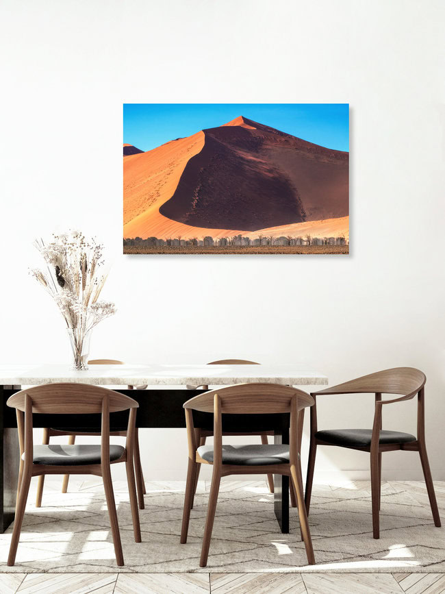 Dune de Namibie à Sossusvlei, Namibie – œuvre d'art de Jean Claude Castor, affiche ou impression sur verre acrylique