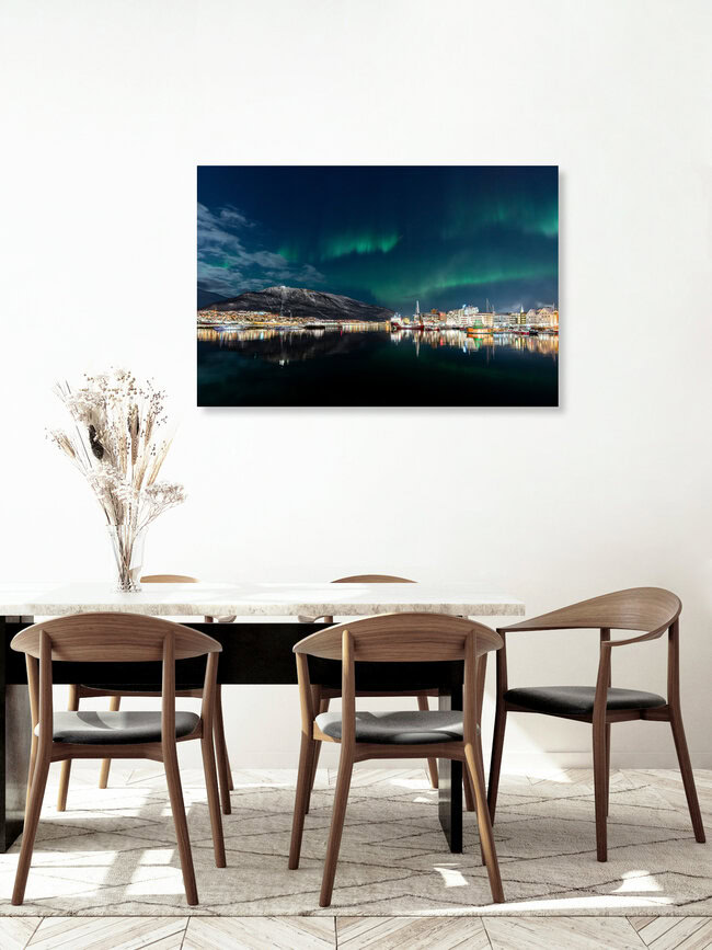Aurores boréales à Tromsø, Norvège du Nord – œuvre d'Eva Stadler, affiche ou impression sur verre acrylique.