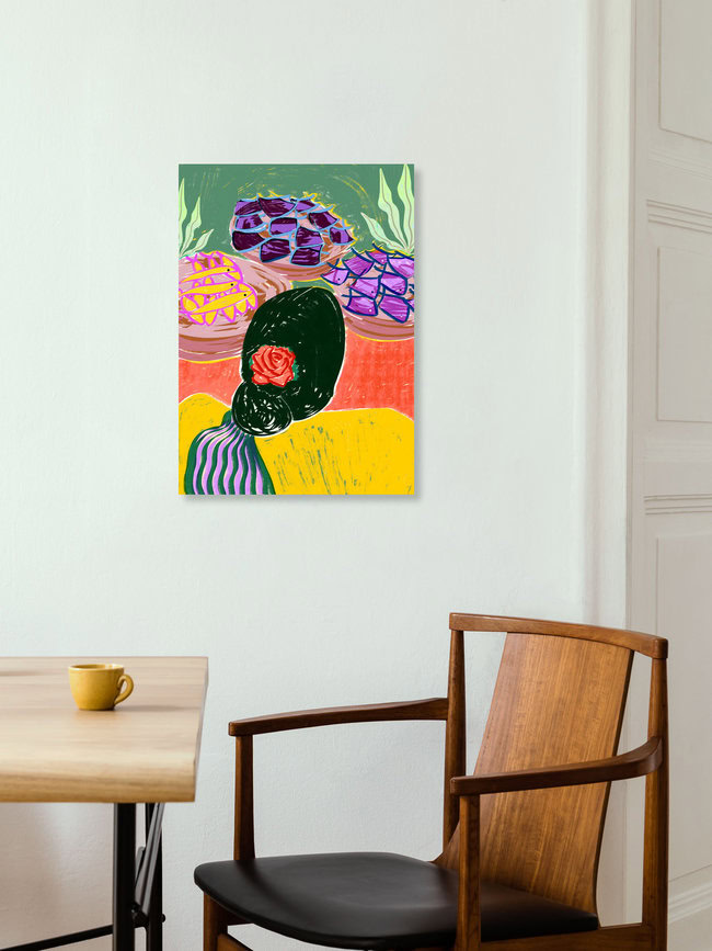 « Marché aux poissons » – Art mural d'Uma Gokhale, affiche ou impression sur verre acrylique