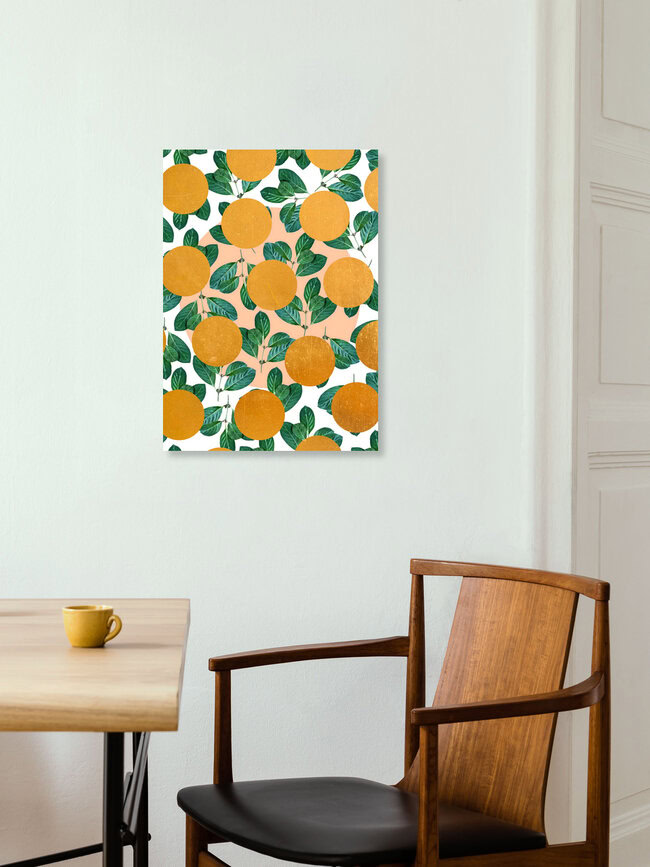 « Beverly | Jardin tropical orange abstrait botanique » – Art mural d'Uma Gokhale, affiche ou impression sur verre acrylique