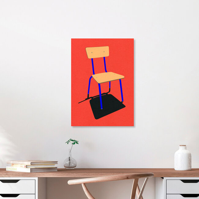 « Chaise d'école » – Art mural de Rosi Feist, affiche ou impression sur verre acrylique