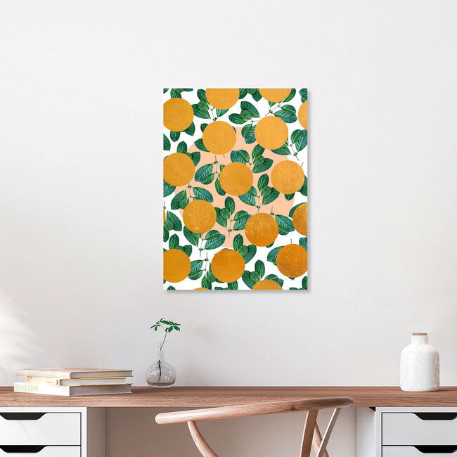 « Beverly | Jardin tropical orange abstrait botanique » – Art mural d'Uma Gokhale, affiche ou impression sur verre acrylique