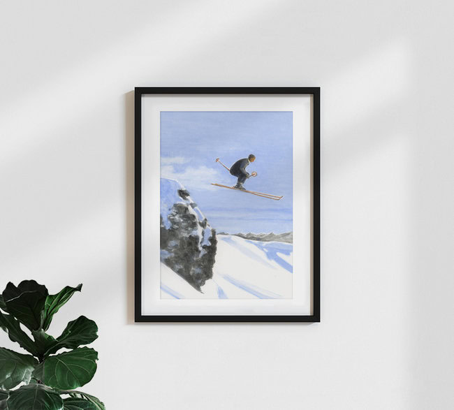 « Saut à ski » – Art mural de Sarah Morrissette, affiche ou impression sur verre acrylique