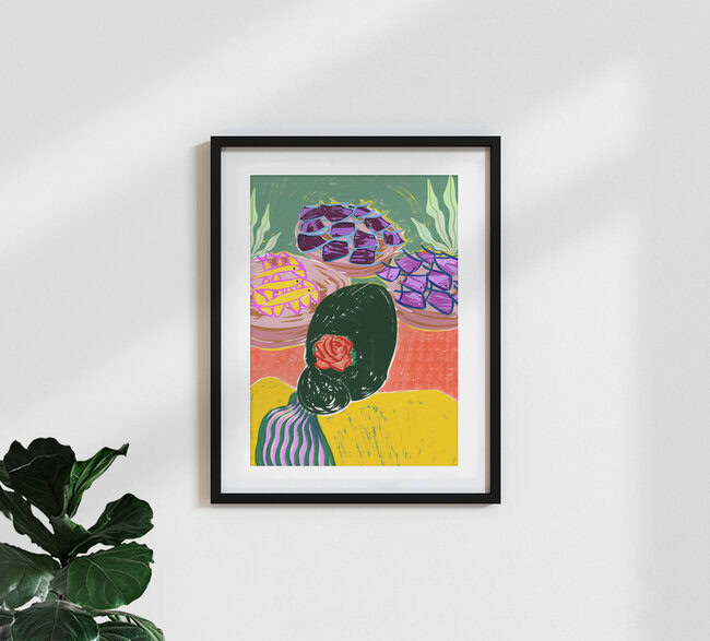 « Marché aux poissons » – Art mural d'Uma Gokhale, affiche ou impression sur verre acrylique