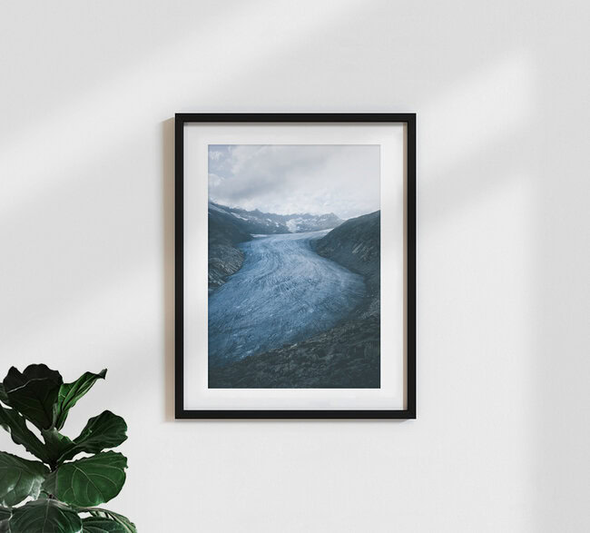 Le glacier du Rhône, Suisse – œuvre d'art de Niels Oberson, affiche ou impression sur verre acrylique