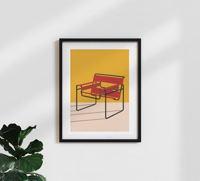 « Chaise Marcel Breuer Wassily » – Art mural de Rosi Feist, affiche ou impression sur verre acrylique