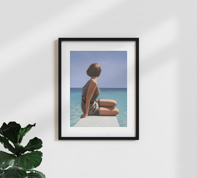 « Femme au bord de mer » – Art mural de Sarah Morrissette, affiche ou impression sur verre acrylique
