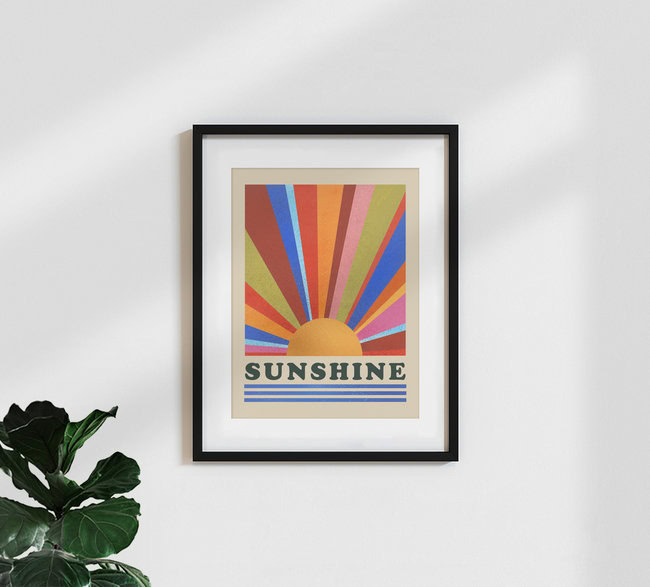 « Art mural aux rayons colorés du soleil » – Art mural d'Ania Więcław, affiche ou impression sur verre acrylique