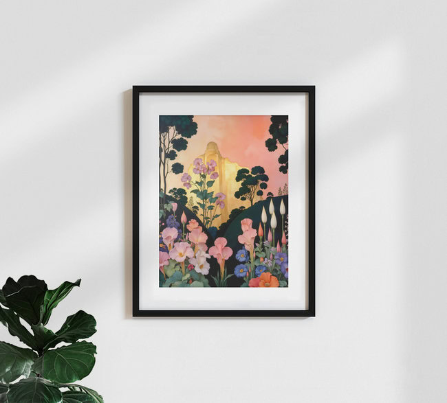 « La Montagne d'Or » – Art mural d'Uma Gokhale, affiche ou impression sur verre acrylique