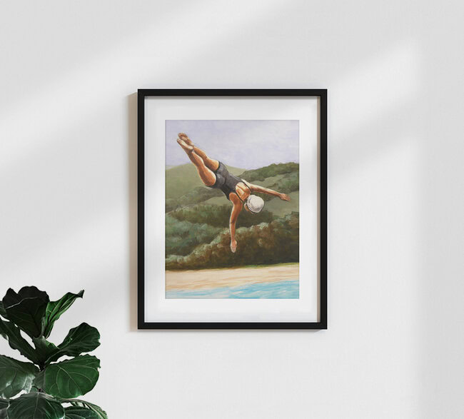 « Plongée dans la rivière » – Art mural de Sarah Morrissette, affiche ou impression sur verre acrylique