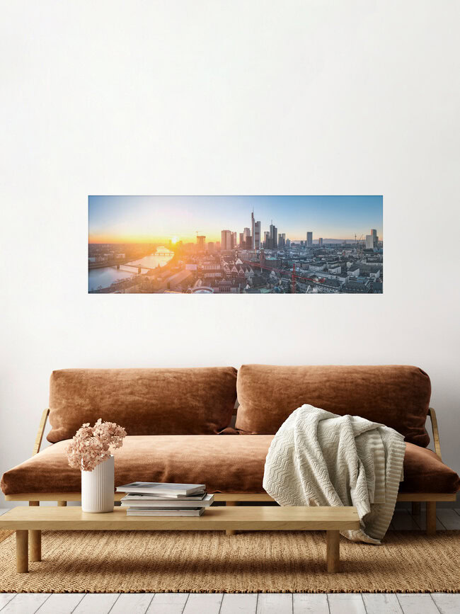 Horizon de Francfort au coucher du soleil, Allemagne – Art mural de Jan Becke, affiche ou impression sur verre acrylique