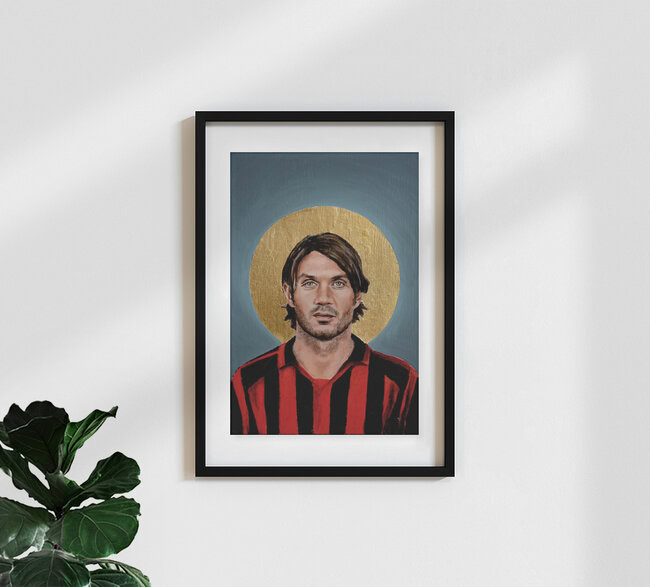 « Paolo Maldini » – Art mural de David Diehl, affiche ou impression sur verre acrylique