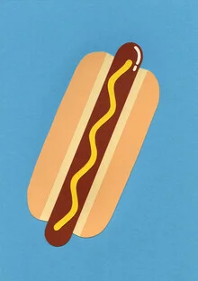 « Hot-dog américain » – Art mural de Rosi Feist, affiche ou impression sur verre acrylique