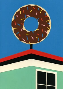 « LA Donut Corner » – Art mural de Rosi Feist, affiche ou impression sur verre acrylique