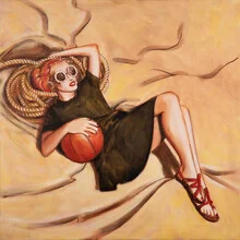 Femme avec ballon, Autriche – Art mural de Sarah Morrissette, affiche ou impression sur verre acrylique