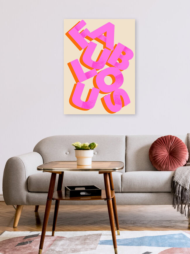 'Favolosa tipografia rosa acceso' – Arte di Ania Więcław come poster o stampa su vetro acrilico