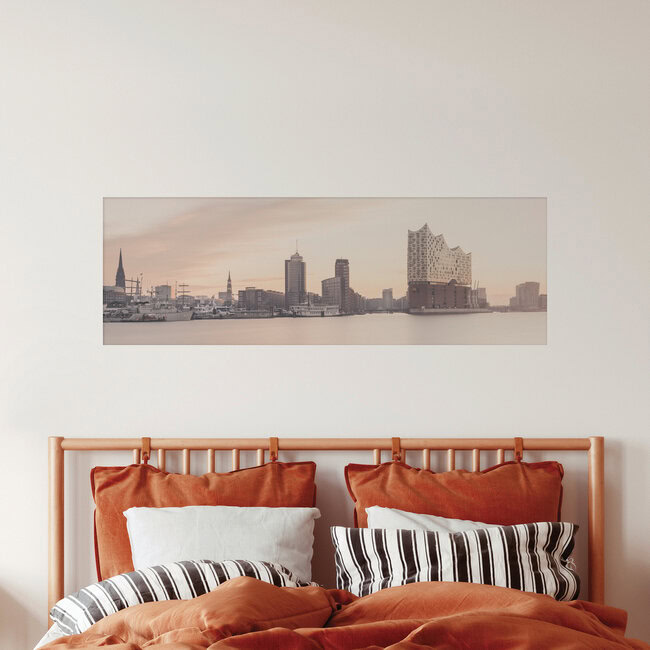 Skyline di Amburgo - Elbphilharmonie, Germania - opera d'arte di Dennis Wehrmann disponibile come poster o stampa su vetro acrilico