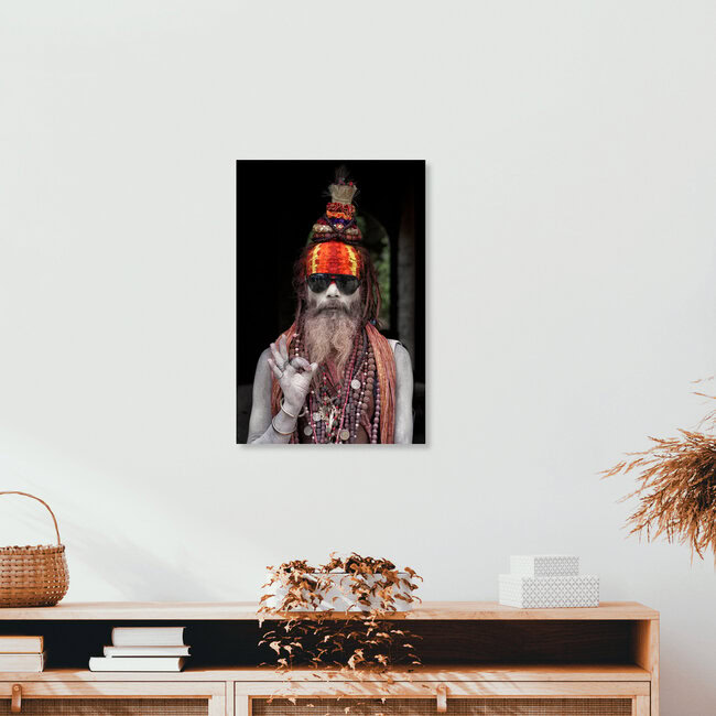 Kleurrijke Sadhu, Nepal – wandkunst van Jagdev Singh als poster of acrylglasprint