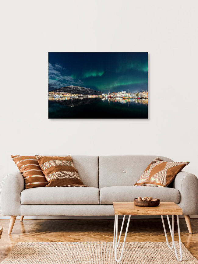 Noorderlicht in Tromsø, Noord-Noorwegen, Noorwegen – wandkunst van Eva Stadler als poster of acrylglasprint