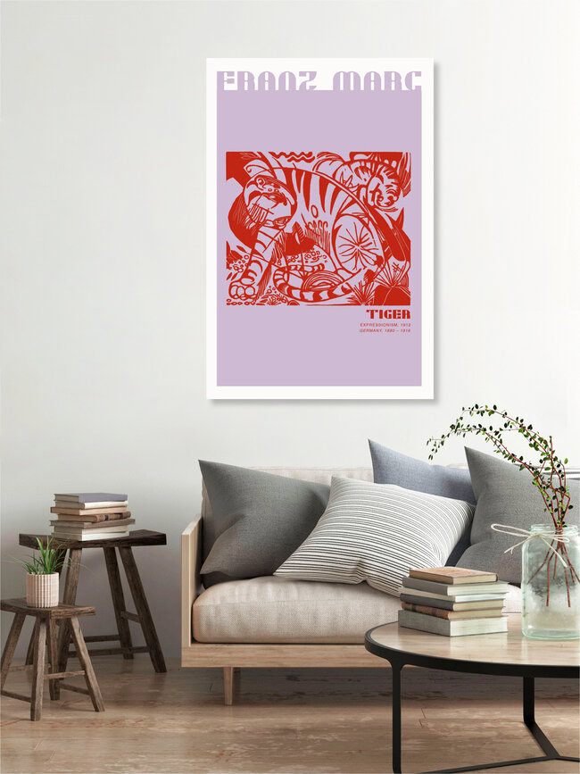 'Malou Studio - Franz Marc - Tijger in het rood' - Wandkunst van The Artcircle als poster of acrylglasprint
