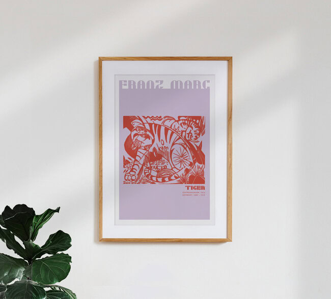 'Malou Studio - Franz Marc - Tijger in het rood' - Wandkunst van The Artcircle als poster of acrylglasprint