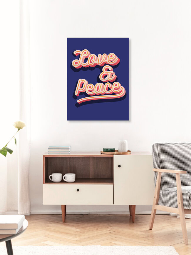 Wandbild 'Love and Peace typography' – Kunst von Ania Więcław als Poster oder Acrylglasbild