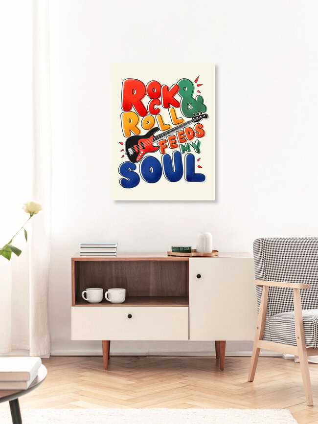 Wandbild 'Rock And Roll Feeds My Soul' – Kunst von Ania Więcław als Poster oder Acrylglasbild