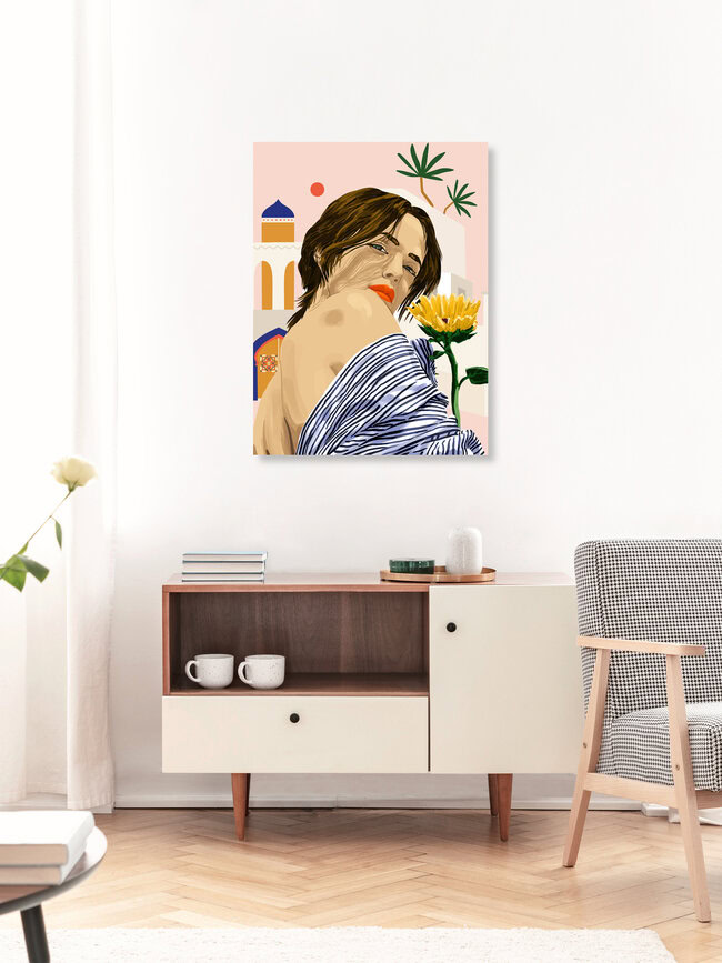 Wandbild 'I Travel, I Become  Morocco Architecture Illustration' – Kunst von Uma Gokhale als Poster oder Acrylglasbild