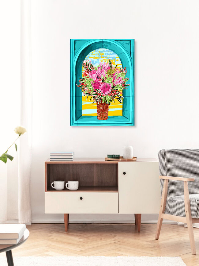 Wandbild 'The Good Vibes Flower Pot' – Kunst von Uma Gokhale als Poster oder Acrylglasbild