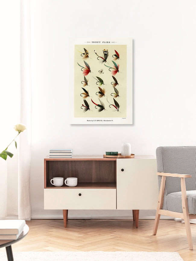 'Mary Orvis Marbury: Trout Flies' – Wall Art by Vintage Nature Graphics as Poster or Acrylic Glass Print