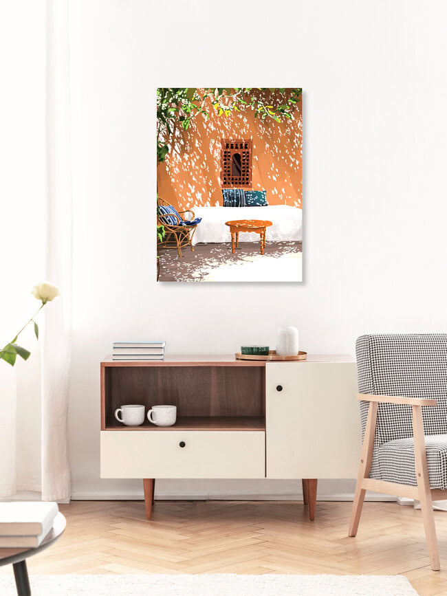 'A Relaxed Afternoon | Tropical Summer Architecture | Buildings India' – Wall Art by Uma Gokhale as Poster or Acrylic Glass Print