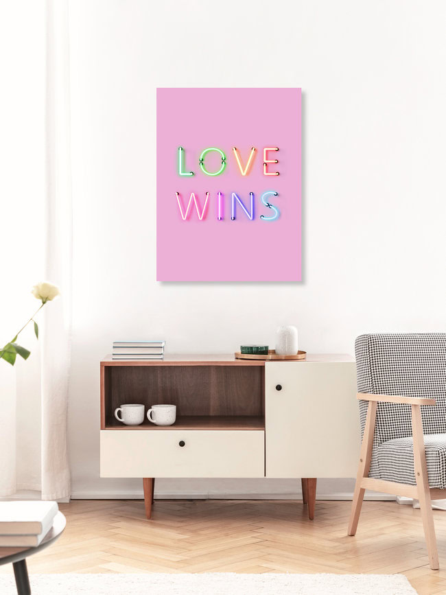 'LOVE WINS - Rainbow Neon' – Wall Art by Ania Więcław as Poster or Acrylic Glass Print